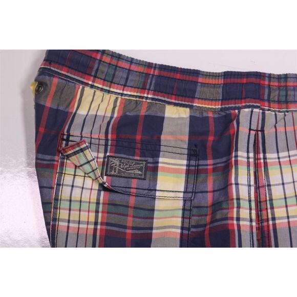 Polo Ralph Lauren Vintage Men Madras Plaid Cotton Nylon Swim Trunks Shorts Large - Picture 6 of 6